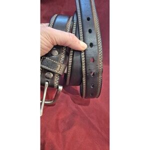 Dockers XL 43-44 Brown Leather Lined Mens Belt  Silver Hardware